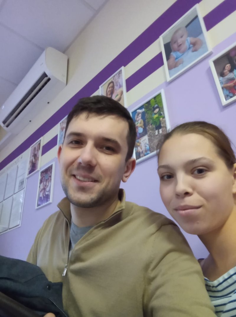 Svitlana, a Novaparent surrogate mother, with coordinator Andrew Khomenchuk at the partner clinic in Kyiv